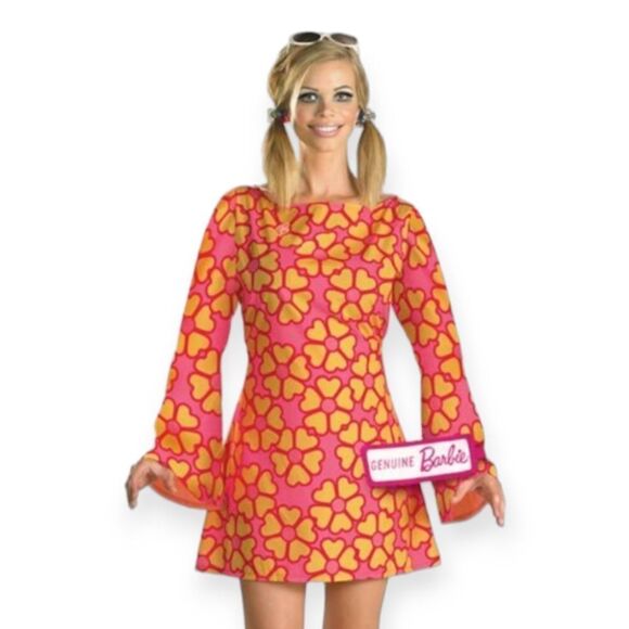 NWT Mattel 60's Women's Retro Barbie Go-Go Dress Costume Officially Licensed - Picture 1 of 9